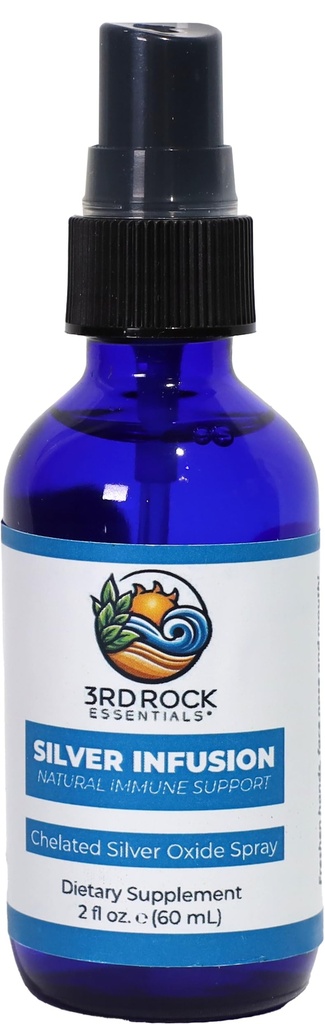 3rd Rock Essentials (Silver Infusion 150 PPM Chelated Silver Oxide Spray Dietary Supplement (Suplementar dietético) Todos os Suplementos de Suporte Imune de Spray de Prata Líquido Natural)