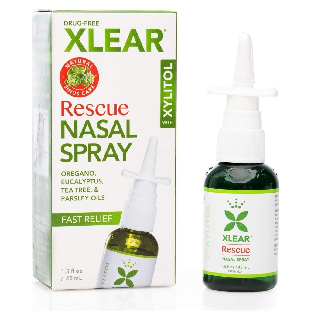 Xlear Resgate Natural Pulverização nasal com Xilitol, Orégano e Tea Tree, 1,5 fl oz (Pacote de 1)