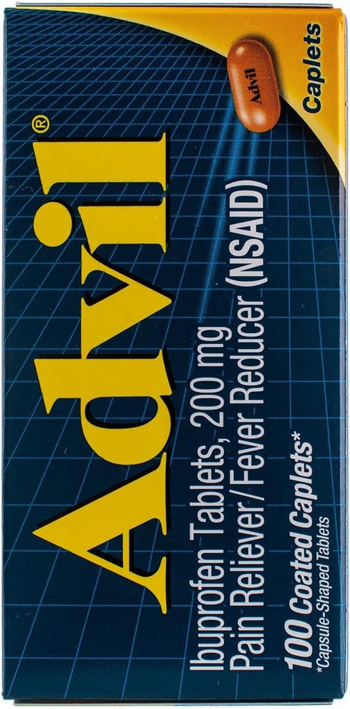 Advil Reliever/Redutor de Febre 200mg Caplets - 100 Ct, Embalagem de 3
