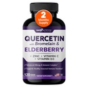 Gade Nutrition Quercetin com Bromelain & Elderberry Quercetin com Vitamina C e Zinco Quercetin Zinc 500mg com Vitamina D3
