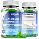L-Theanina Gummies, l'theanina 400mg com Ashwagandha, GABA, 5HTP,L-Theanina Chewable Suplemento para Relaxar, Zzz & Focus Support, Vegan, Lemon Flavor, 120 Condes