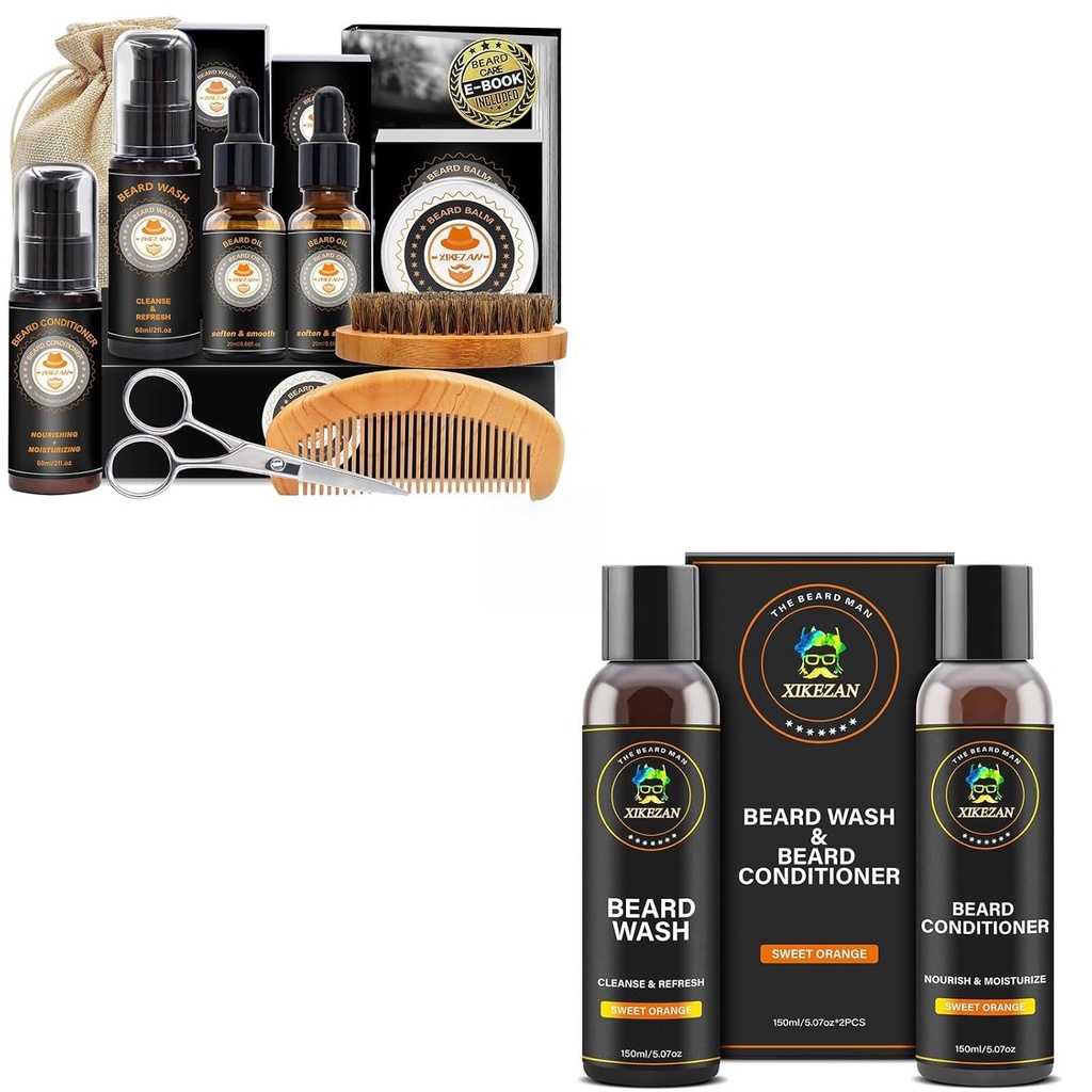 XIKEZAN presentes para homens w / beard kit e barba Shampoo e Condicionador conjunto
