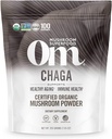 OM MUSHROOM SUPERFOOD Chaga Organic Mushroom Powder, 7.05 Ounce Pouch, 100 Servings, EUA crescidos, sagrados antioxidantes e Imune Support, Superfood Mushroom Supplement