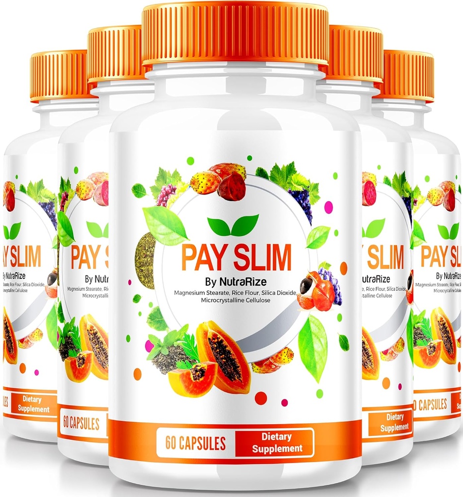NutraRize (5 Pack) Pay Slim Cápsulas, PaySlim All-Natural Supplement for Healthy Weight Loss, Premium Formula to Achieve Body and Fitness Goals, Official Reviews (300 Cápsulas)