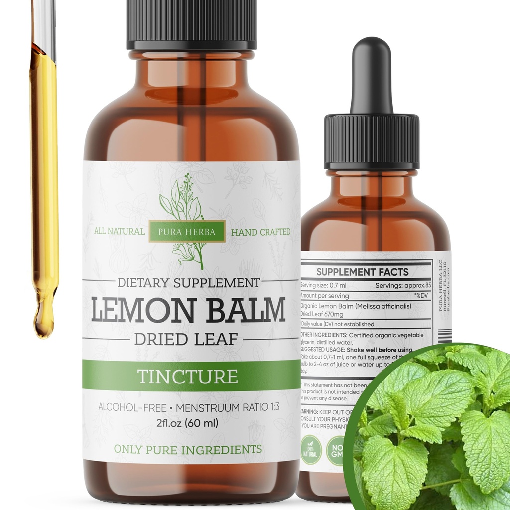 Tintura de limão Balm – livre de álcool – Extrato líquido Melissa Officinalis