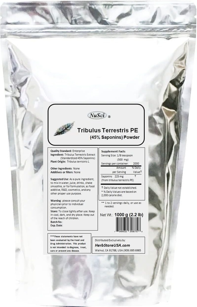 Tribulus Terrestris Extract Powder Pure (1000 gramas (2,2 lb))