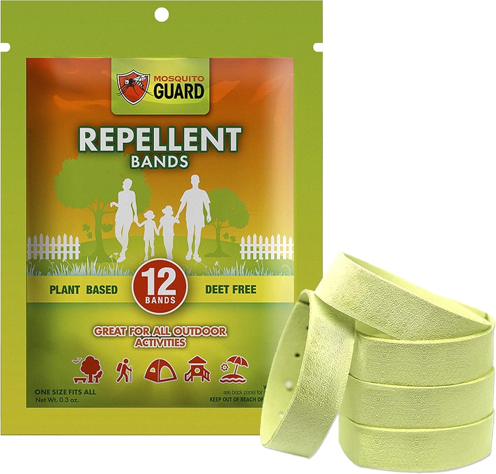 Mosquito Guarda Repelentes Bandas / Pulseiras (12 Pack) Feito com Ingredientes de Planta Natural - Citronella, Óleo de Erva de Limão.