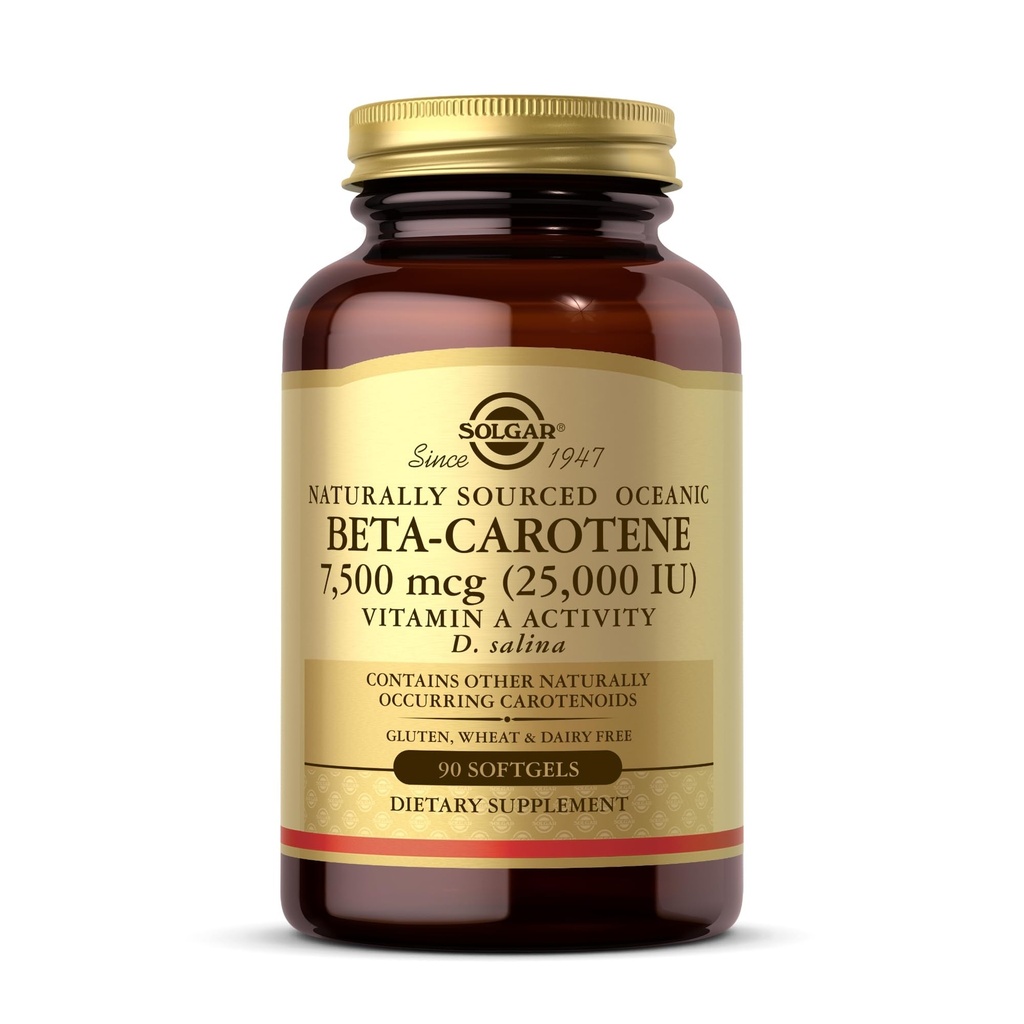 Solgar Oceanic Beta-Caroteno 25,000 UI - 90 Softgels - Antioxidante Potente - 100% Natural Pro-Vitamina A - Sem Glúten, Leite Livre - 90 Servimentos