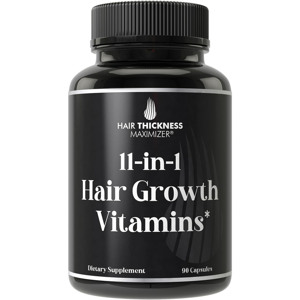 11-em-1 Vegan Vitaminas de crescimento do cabelo para enfraquecimento e cabelo Brittle – Complexo Vitamina avançada com 5000mcg Biotina, semente de abóbora, zinco. Suporta mais grosso, saudável-procurando escalpe para mulheres e homens