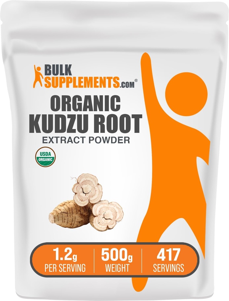 BulkSuplementos.com Extrato de raiz de Kudzu orgânico em pó - Kudzu Root Supplement, suplemento de ervas - sem glúten, 1.2g por serviço, 500g (1.1 lbs) (Pacote de 1)
