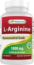 (Nova fórmula melhorada) Melhores naturais L-Arginina 1000 mg 120 comprimidos - Farmacêutico grau L Suplemento Arginina promove síntese de óxido nítrico