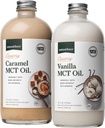 Natural Force Creamy Vanilla + Creamy Caramel MCT Oil Bundle – Gluten-Free, Non GMO, Emulsionado sabor MCTs de cocos orgânicos – Keto, Paleo, e Vegan – 2x 16 Ounce Garrafas de vidro