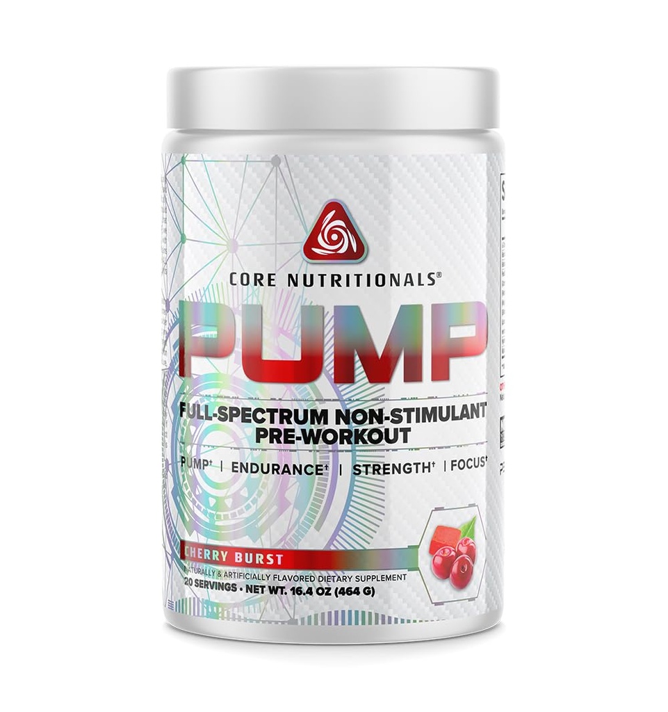 Bomba Nutricional de Núcleos Pré-treino sem Estimulante de Espetro Integral, com Nitrato N03T, Peak02, Alpha GPC, para Bomba Máxima, Força e Desempenho 20 Servões (Cherry Burst)