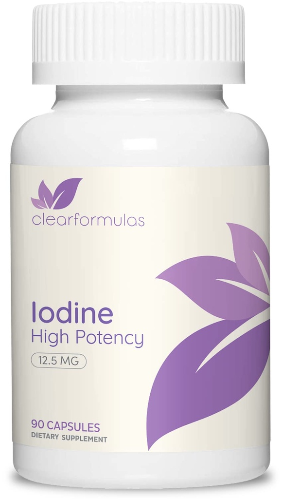 Suplemento de Iodo de Potássio de Alta Potência - Iodeto de Potássio USP e Cápsulas de Iodo Grátis 12,5mg Mistura de Dosagem Precisa - Cápsula Alternativa ao Suplemento de Lugol para Energia e Imunidade da Tiróide (3 meses)