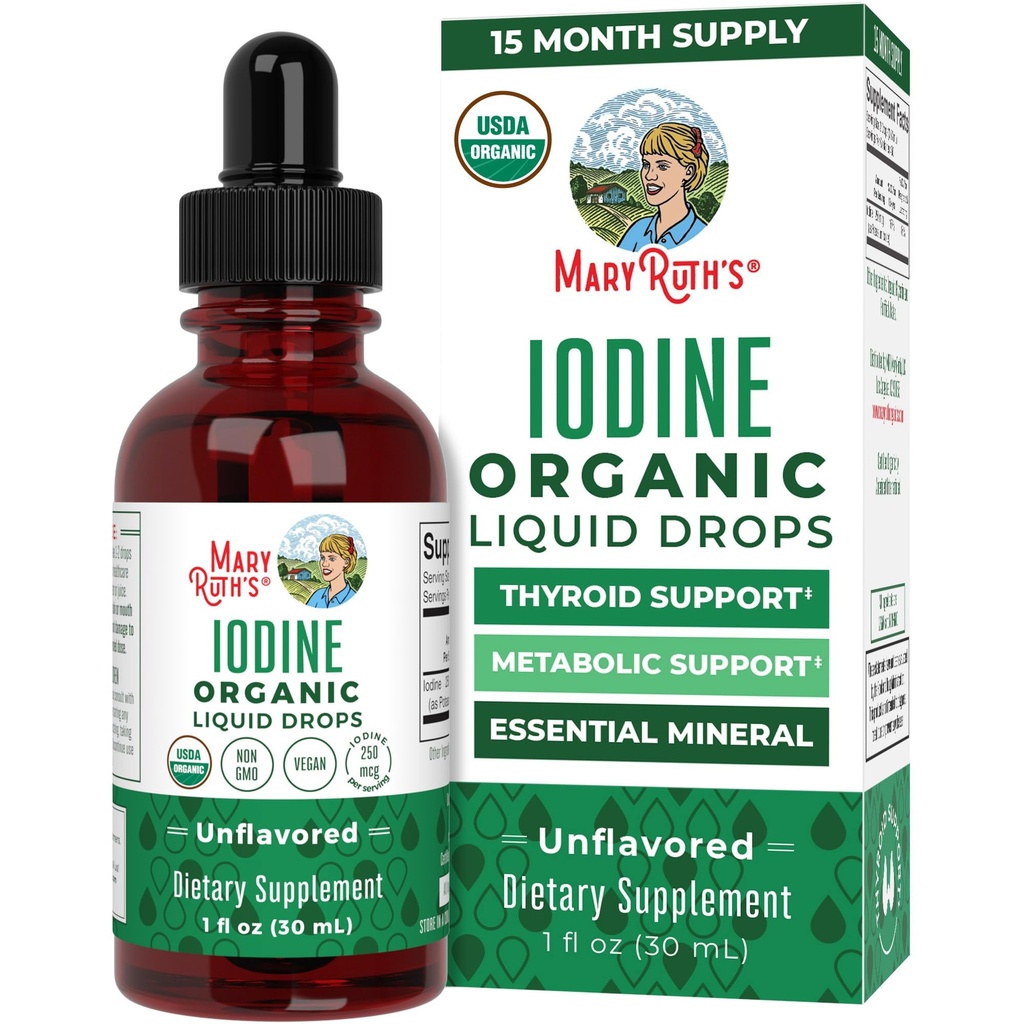 MaryRuth Orgânicos Iodo Liquid Drops Orgânicos Iodo de Potássio Iodo de 1 Ano Abastecimento de 450 Servos Saúde da Tiróide USDA Orgânico Vegan □ Não-GMO □ Gluten Free □ 1 Fl Oz