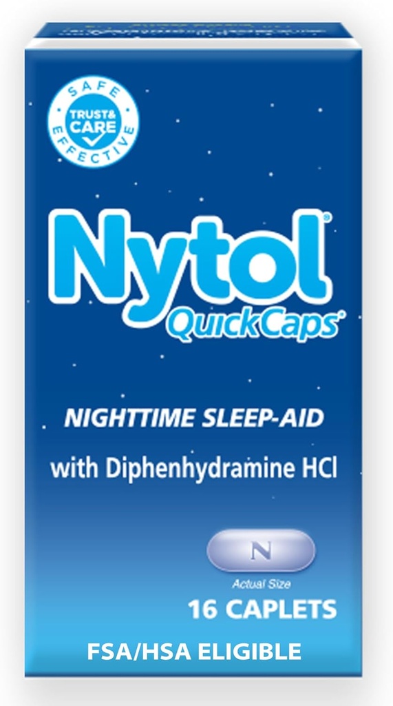 Nytol Quick Caps Ajuda para dormir à noite, ajuda você a dormir rápido, 16 Caplets