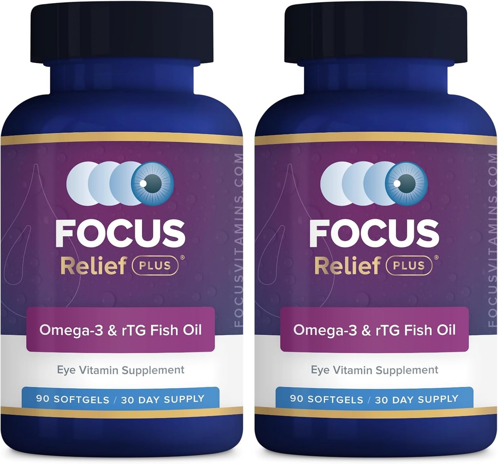 Concentração de alívio mais fórmula de olho seco (180 ct. suprimentos de 60 dias) Omega 3 Suplemento - suplemento de alívio de olho seco - óleo de peixe Omega 3