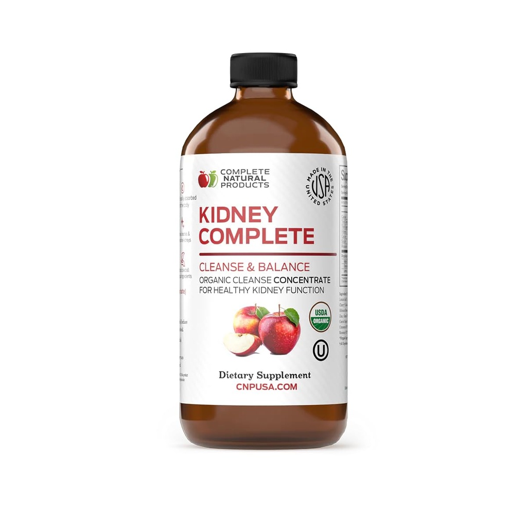 Completo Renal Natural - Suplemento dietético líquido para apoio renal, limpeza e desintoxicação com maçã Cider Vinagre, limão, Chanca Piedra orgânico, beterraba, ácido cítrico, vitamina C, & More - 12 onças