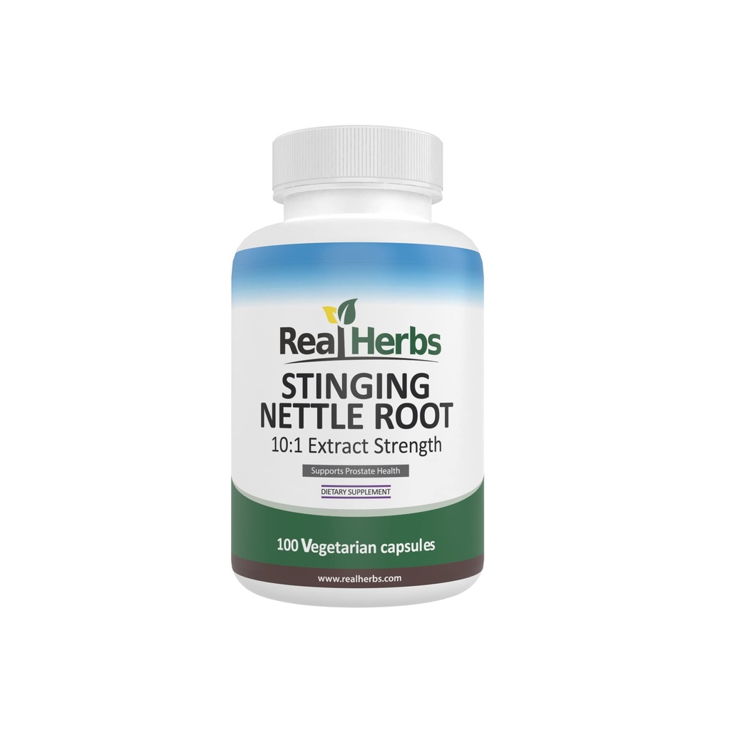 Ervas reais Stinging Nettle Root Extract 7500mg (750mg de 10:1 Extract) – Vegetarian Friendly, Non-GMO, Gluten-Free – Suporta Próstata & Saúde Urinária – 100 Cápsulas