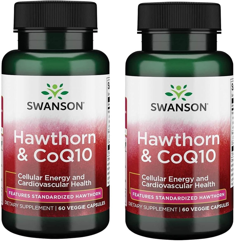 Swanson Hawthorn & Coq10 60 Veg Cápsulas (2 Embalagem)