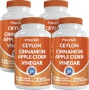 5-in-1 Ceilão Canela Cápsulas 2355mg - Ceilão Canela e Apple Cider Vinagre Cápsulas - Açafrão e Panax Ginseng - Canela Suplementos com Bioperina (120ct, embalagem de 4)