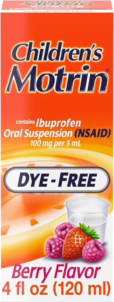 Crianças Motrin Oral Suspensão Medicina para Crianças, 100mg Ibuprofeno, Berry Flavored, 4 fl. oz
