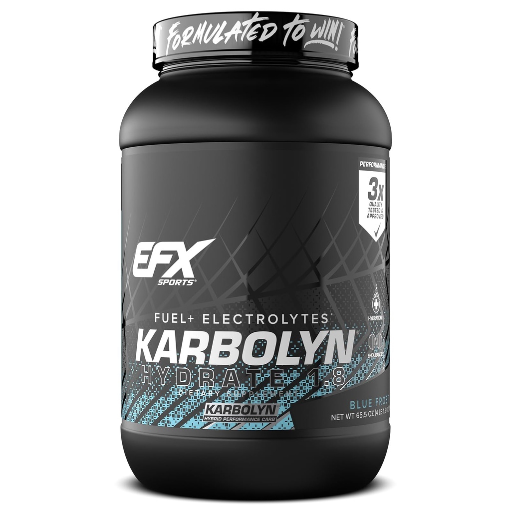 EFX Sports Karbolyn Hydrate - Pó de carboidrato + Eletrolíticos - Açúcar Free Sports Drink Mix - Combustível & Hidratação - Estimulante - 66 Servings (Blue Frost)