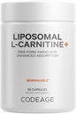 Codeage L-Carnitina lipossomal+ Suplemento - 500 mg L-Carnitina L-Tartarato por Serviço - Form Aminoácido - Carnitina - Entrega lipossômica - Vegan, Não-GMO, Gluten-Free - 90 Cápsulas