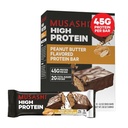 MUSASHI High Protein Bar, 45g Protein, 2g Total de Açúcares, Manteiga de amendoim & Leite Chocolate Revestido, Pós treino e proteína Lanche em curso, 12 Pacote de 3,2 onças (90g) Bares