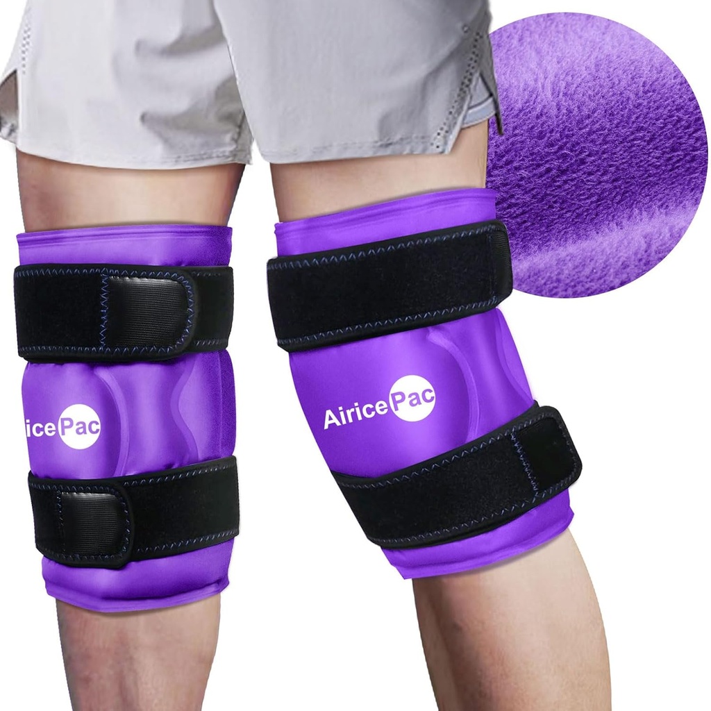 2 Pacote de gelo para alívio da dor do joelho, Reusable Gel Ice Wrap para lesões, Inchaço, Cirurgia de substituição do joelho, Terapia com compressão fria para artrite, Meniscus Tear e ACL, roxo