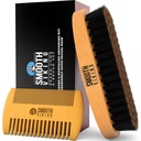 Escova de barba e pente - Escova de barba de javali natural e pente de barba para homens - Conjunto de presente de cuidados de cabelo facial para homens - Styling bigode, Grooming & Shaping Ferramentas