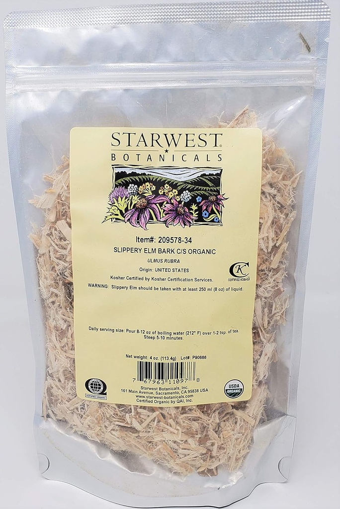 Orgânico Slippery Elm Bark Corte