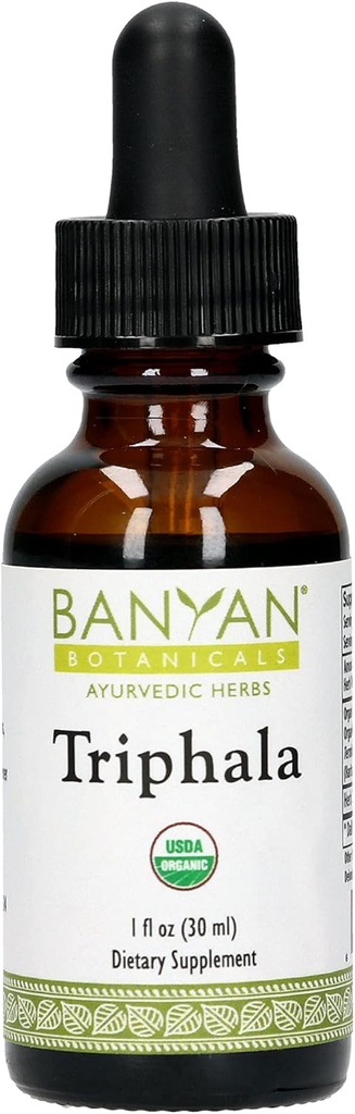 Banyan Botanicals Triphala Liquid Herbal Extract – Extrato Orgânico Triphala com Amla, Haritaki & Bibhitaki – para desintoxicação diária, regularidade e rejuvenescimento* – 1 oz. – Não-GMO Fonte sustentável Vegan