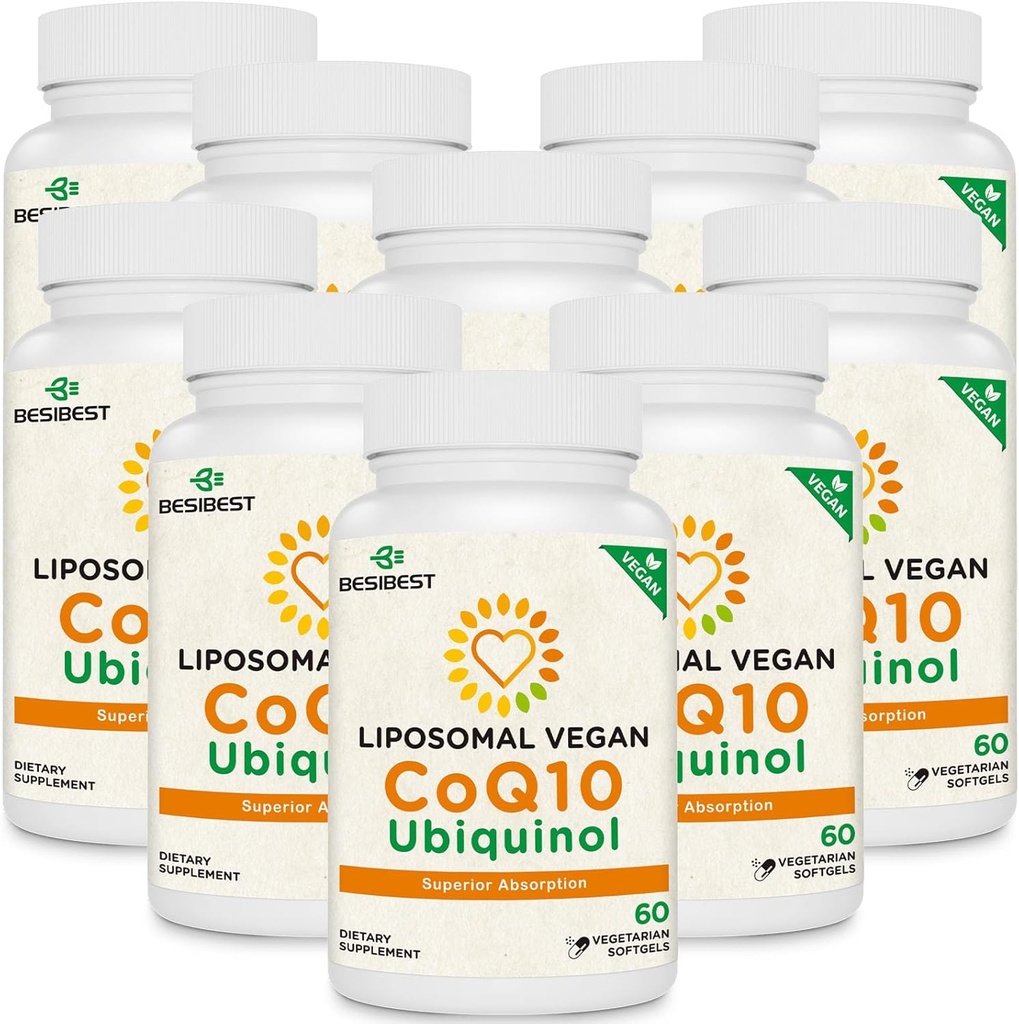 1000mg CoQ10 lipossomal Ubiquinol, 600 Vegan Softgels, alta absorção Ubiquinol CoQ10 Suplemento, Forma antioxidante ativa de coenzima Q10 para função cardíaca e produção de energia