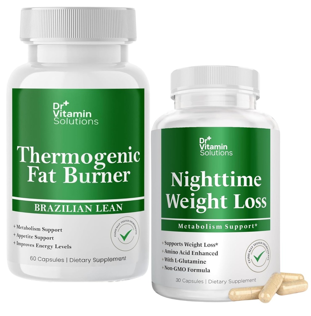 DR VITAMIN SOLUTIONS Queimador de gordura termogênico & Perda de peso noturno comprimidos para mulheres, Trimmer cintura e suplementos para Bloating para mulheres e homens, 120 Cápsulas