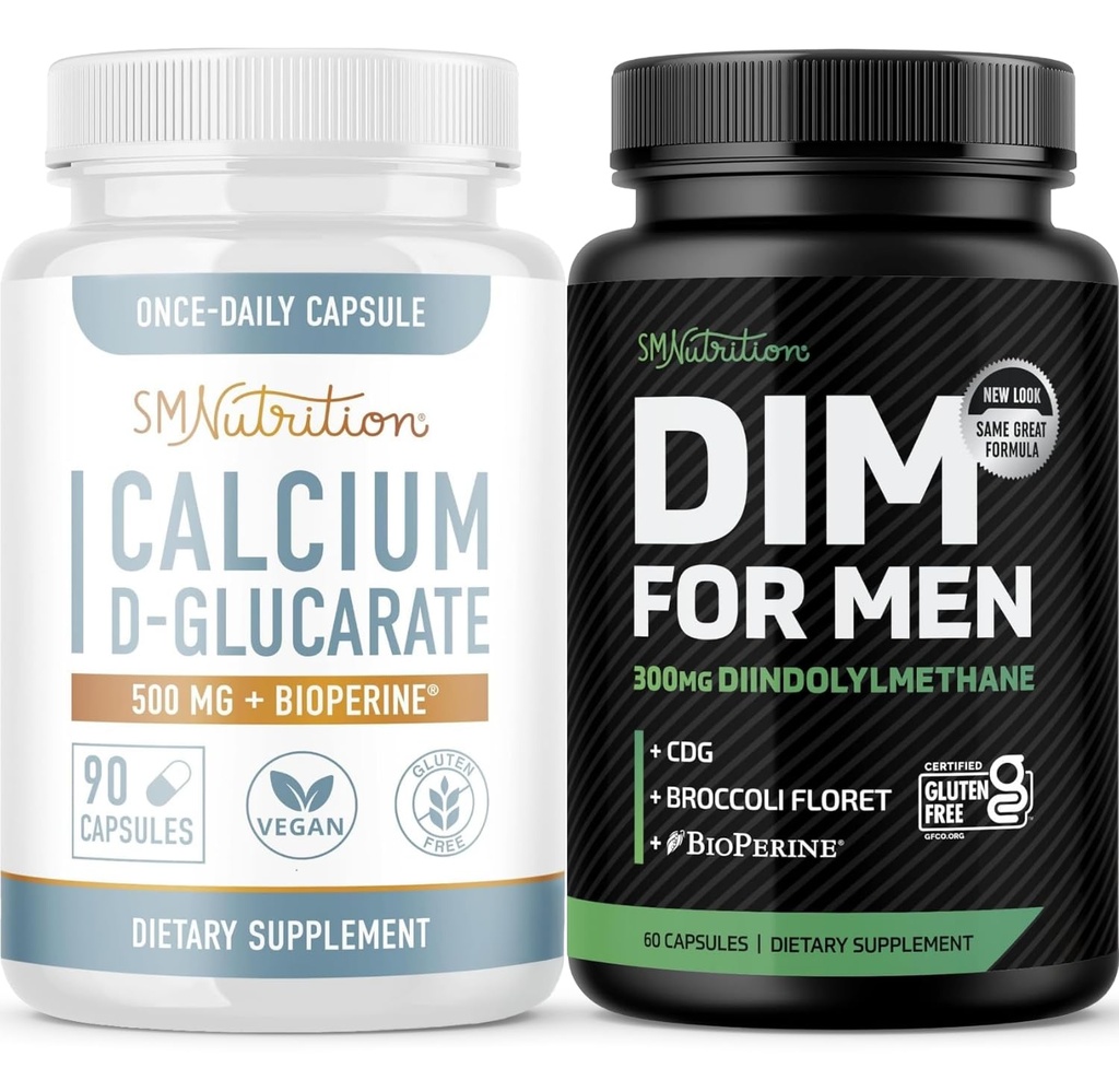 SMNutrition masculino DIM suplemento com cálcio D-Glucarate     , Grupo de equilíbrio Hormônio masculino com DIM Complexo para homens (60 Servings) e Vegan Gluten livre não-GMO CDG Suplemento (90 Servings)