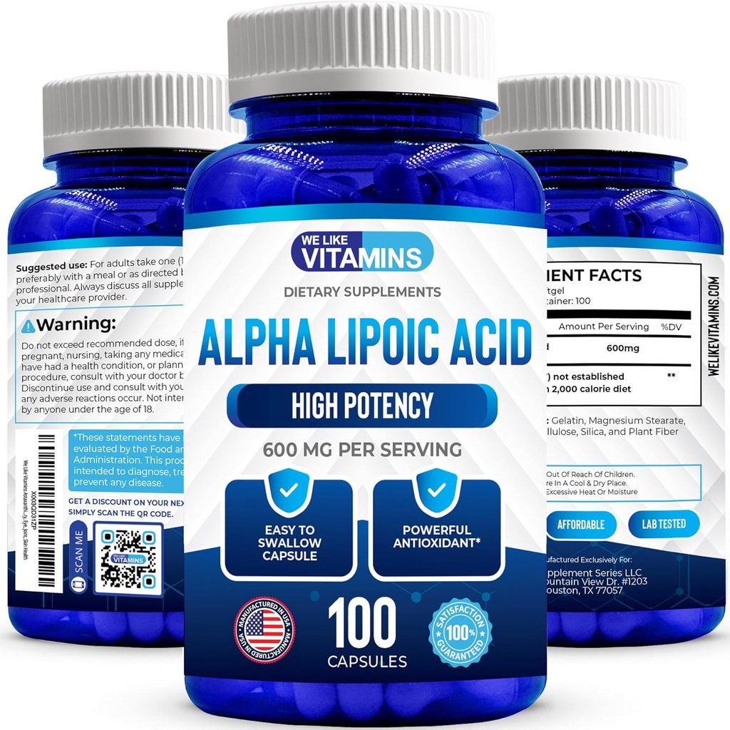 Gostamos de Vitaminas Ácido Alfa Lipóico 600mg Cápsulas - 100 Servings - Cápsulas Alfa Lipóico Ácido Ajuda a apoiar a saúde conjunta e antioxidante, juntamente com proteção radical livre