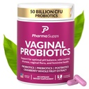 Mulheres Probiótico para a Saúde Vaginal 50 bilhões de UFC com Probióticos, Prebiótico, Postbióticos e Cranberry para equilíbrio de pH, Suporte ITU, Levedura, Gut Saúde, Odor, Secura e Conforto Feminino
