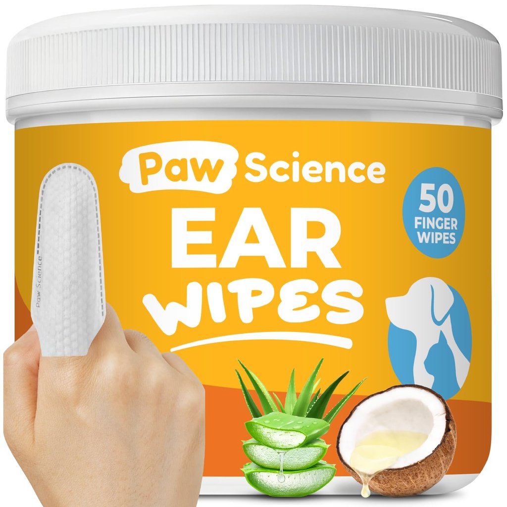 Limpador de ouvido do cão – Toalhas de dedo para cães e gatos – Limpeza, calmante, e desodorizante Comichão orelhas – Pet solução alívio de ouvido (coconut)
