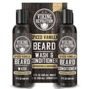 Viking Revolution Beard Wash and Beard Conditioner para homens com óleo de Argan e óleo de Jojoba - Beard amolecedor e reforço Beard Care Shampoo e Condicionador com óleo de barba (5 onças, baunilha picante)