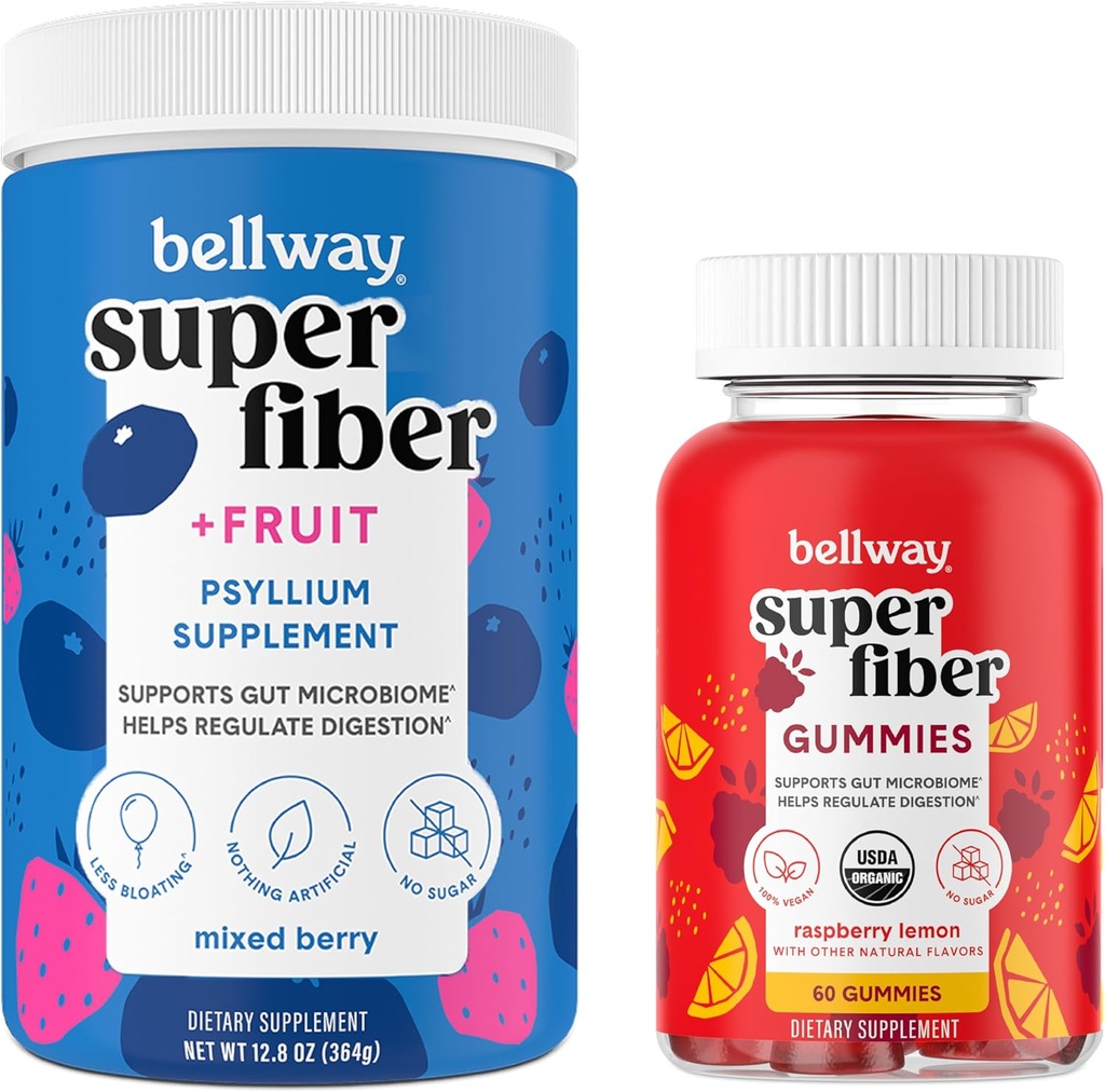 Bellway Super fibra de pó + frutas, pastilhas mistas de cereja Super fibra