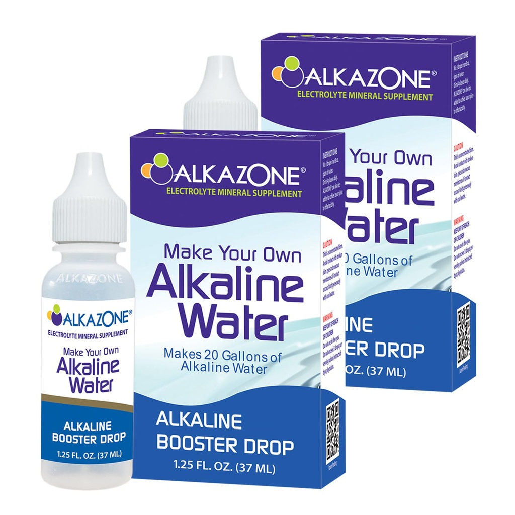 ALKAZONE Faça sua própria água alcalina - Alkaline Booster Drop 1,25 oz (2 embalagens)