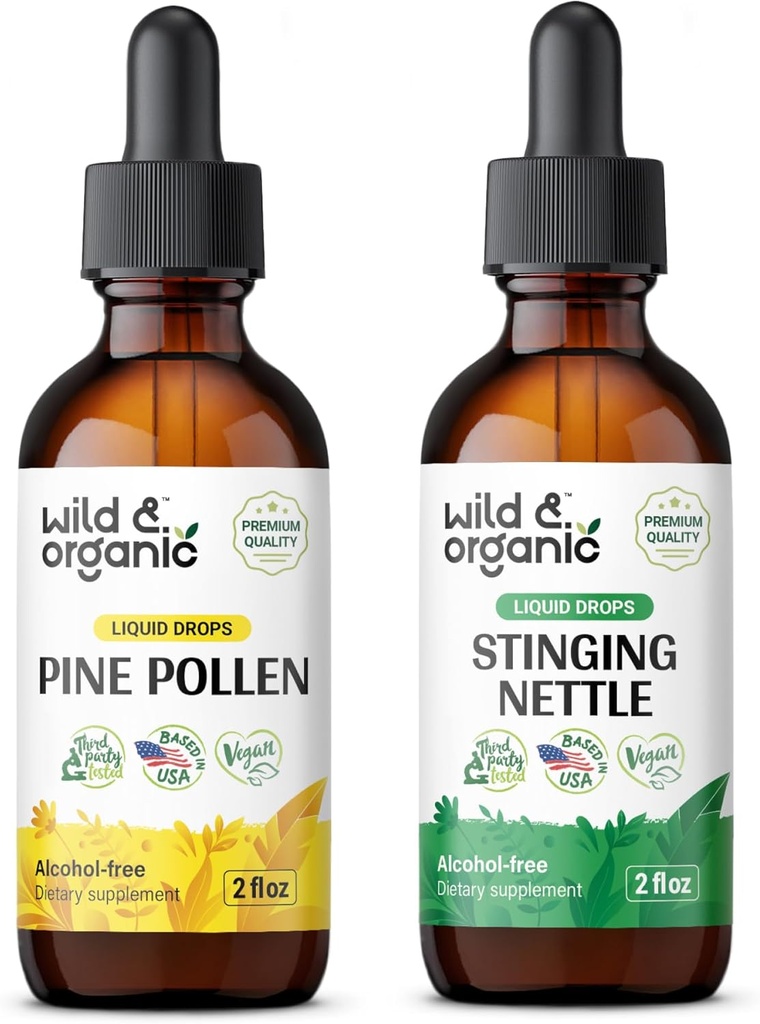 Pinho selvagem e orgânico Polen Tintura 2 fl oz & Sting Nettle Root Tintura 2 fl oz