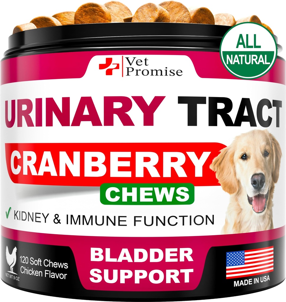 Tratamento de ITU cão - Suplemento de cranberry para cães ITU - Controle de bexiga - Tratamento de infecção urinária - Suplemento de cranberry Vitaminas Multivitamin Chews - Made in USA