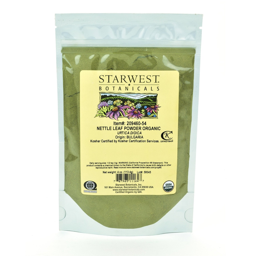Starwest Botanicals Organic Nettle Leaf Powder, 4 Onças