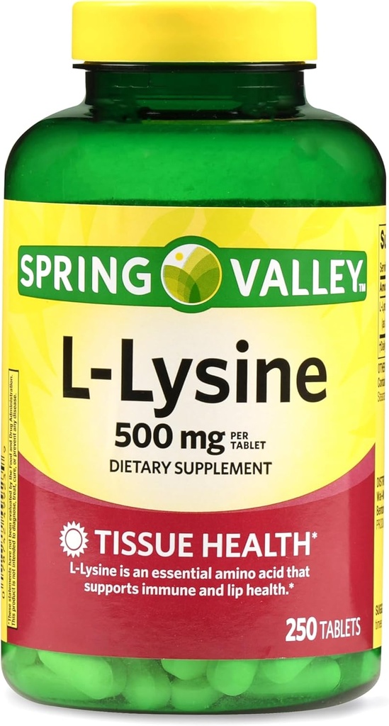 L-Lysine 500mg 250 Comprimidos – Suplemento de Lisina Essencial para Apoio do Sistema Imune, Pele, Lip e Saúde do Tecido, Lisina, Lisina, L Lisina sem glúten 500 Mg para Bem-Estar Diário