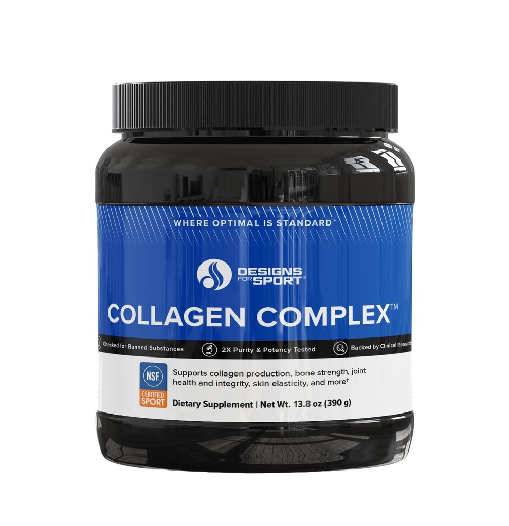 Designs para Complexo de Colágeno Esportivo - NSF Certificado para Pó de Colágeno Esportivo - Colágeno para Juntas, Força Óssea, Elasticidade da Pele (13,8 onças)