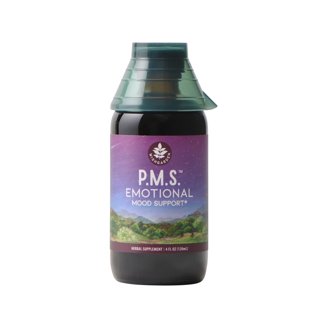 WishGarden Herbs PMS Emotional for Women - Herbal PMS Suplemento de apoio para mulheres com Vitex Berry & Blue Vervain, PMS Mood Swing Relief & PMDD Relief Supplement, Apoio emocional Durante PMS, 4 onças