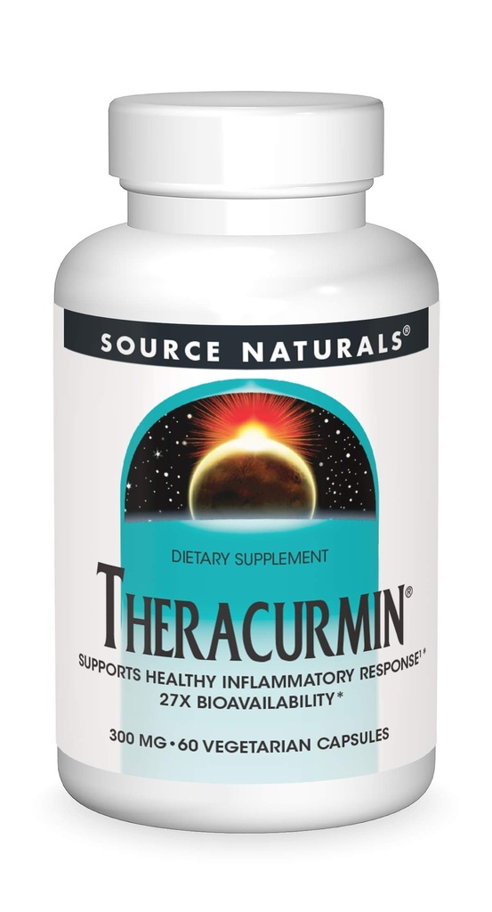 Fonte Naturals Theracurmin, Suporta Resposta Inflamatória Saudável*, 300 mg - 60 Cápsulas Vegetarianas