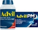 Advil Pain Reliever e Redutor de Febre, Ibuprofeno 200mg para alívio da dor - 300 Conde, Advil PM Pain Reliever e Nighttime Sleep Aid, Ibuprofeno para alívio da dor e Citrato de Difenidramina - 20 Conde